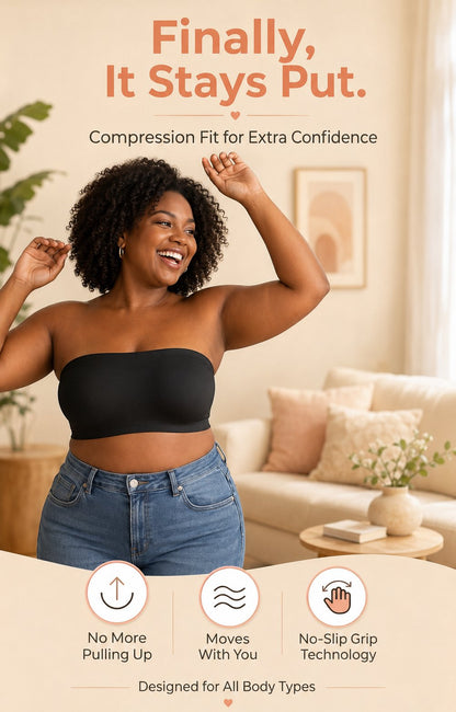 ✨ Convertible Strapless Bandeau Bra with Wireless Comfort, Anti-Slip Grip 👍💃Suitable for All Body Types