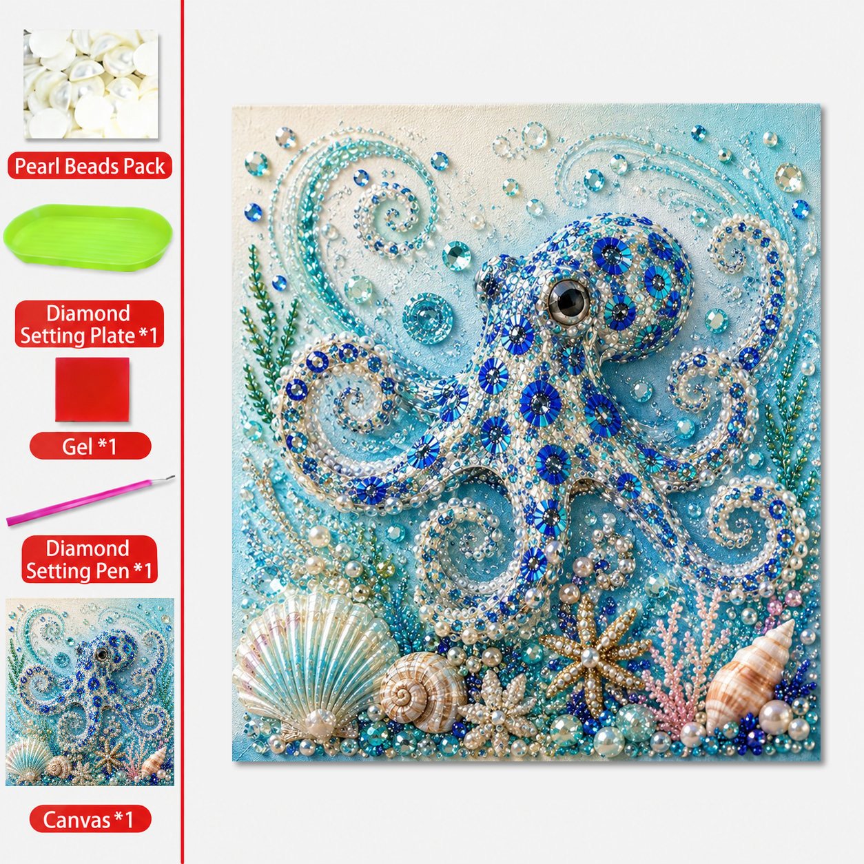 💥 Last Day 49% OFF - 🌊💙 Ocean Theme Pearl Art DIY Kit – Relaxing DIY Craft to Create Stunning Coastal Artwork