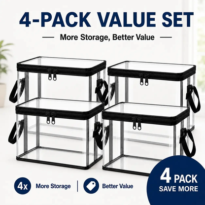 Large Clear Thick Plastic Storage Box with Hinged Lid, Heavy-Duty Durable High Capacity Organizer, Perfect for Home, Camping, Travel, Attic and Moving