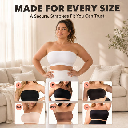 ✨ Convertible Strapless Bandeau Bra with Wireless Comfort, Anti-Slip Grip 👍💃Suitable for All Body Types