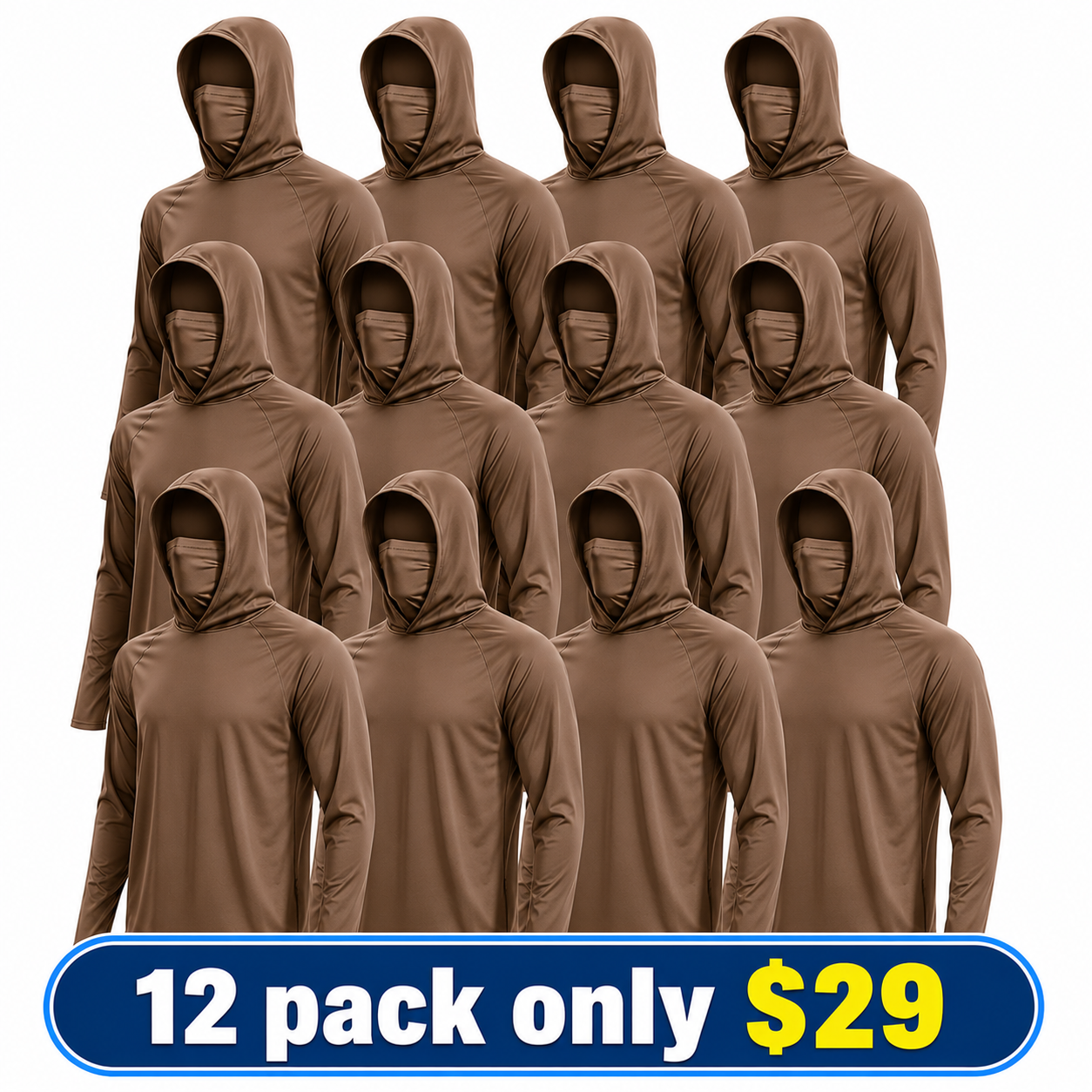 UPF 50+ Long-Sleeve Sun-Protection Hoodie (with Sleeve Pocket and Face Mask)
