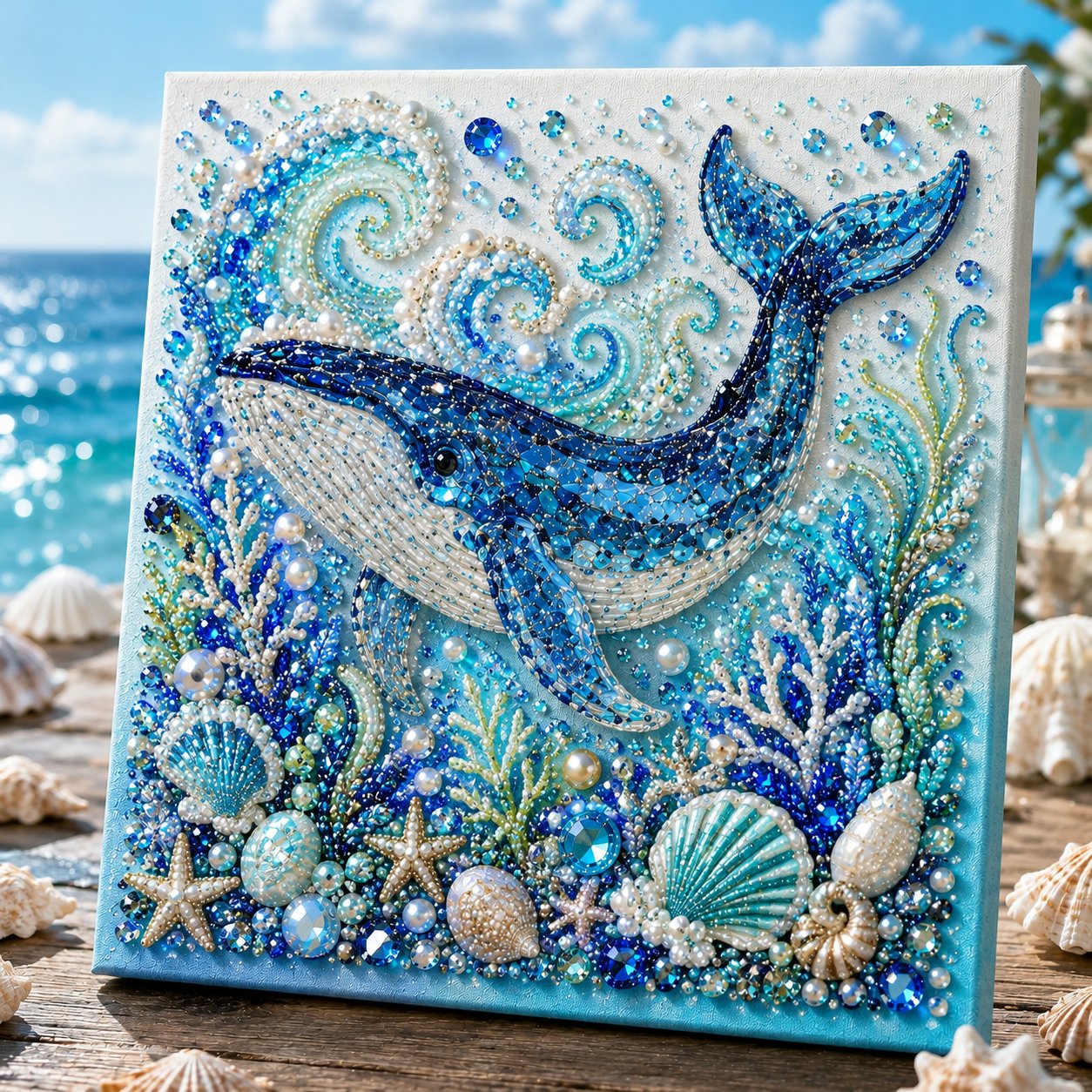 💥 Last Day 49% OFF - 🌊💙 Ocean Theme Pearl Art DIY Kit – Relaxing DIY Craft to Create Stunning Coastal Artwork