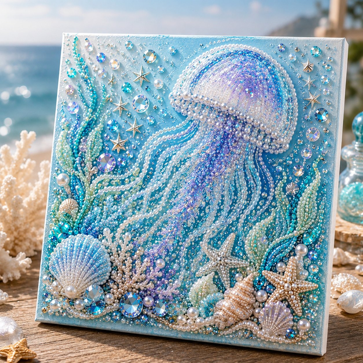 💥 Last Day 49% OFF - 🌊💙 Ocean Theme Pearl Art DIY Kit – Relaxing DIY Craft to Create Stunning Coastal Artwork