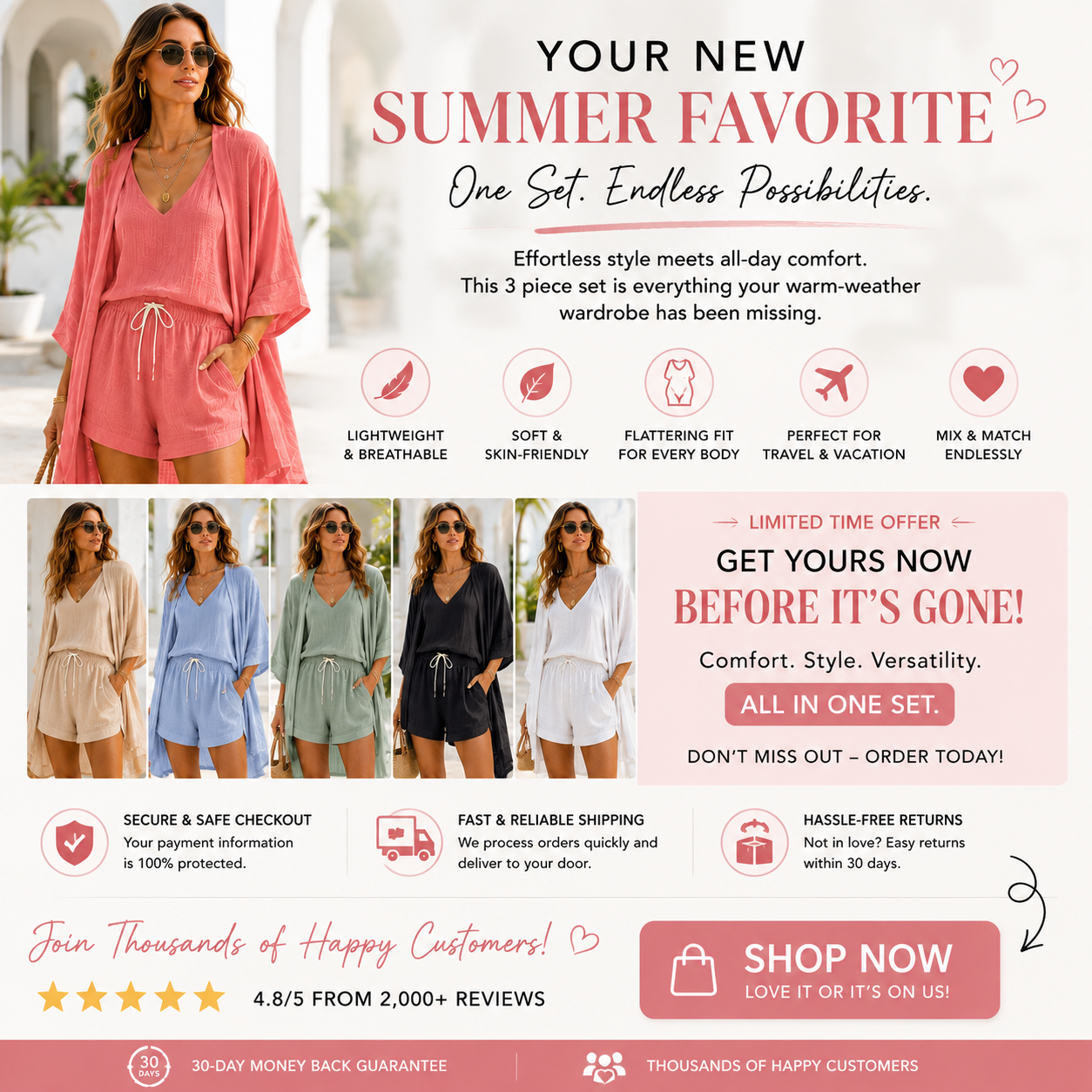 3 Piece Linen Matching Set Casual Loose Kimono Cardigan V Neck Tank Drawstring Shorts Women Beach Loungewear
